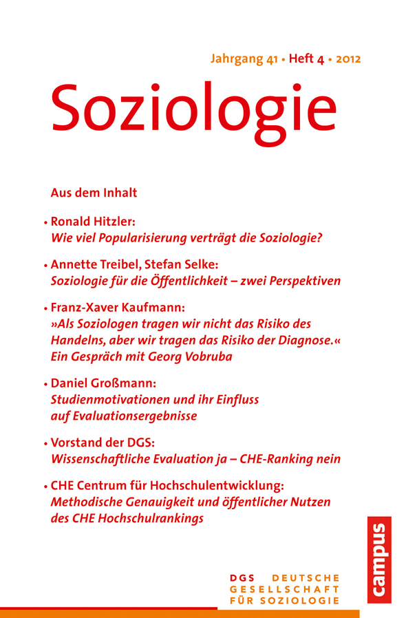 					Ansehen Nr. 4 (2012): Soziologie · Jg. 41 · Heft 4 · 2012
				