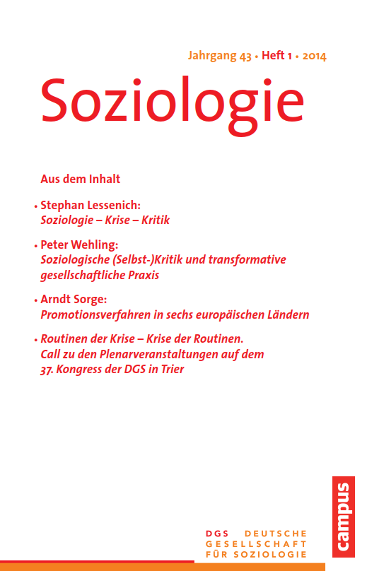 					Ansehen Nr. 1 (2014): Soziologie · Jg. 43 · Heft 1 · 2014
				