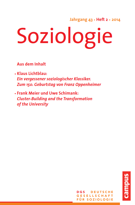 					Ansehen Nr. 2 (2014): Soziologie · Jg. 43 · Heft 2 · 2014
				