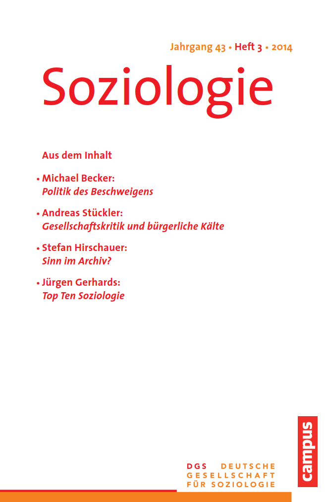 					Ansehen Nr. 3 (2014): Soziologie · Jg. 43 · Heft 3 · 2014
				