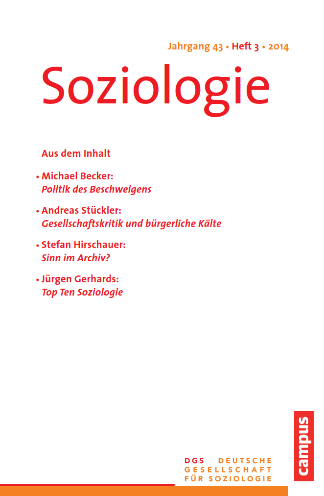 					View No. 4 (2014): Soziologie · Jg. 43 · Heft 4 · 2014
				