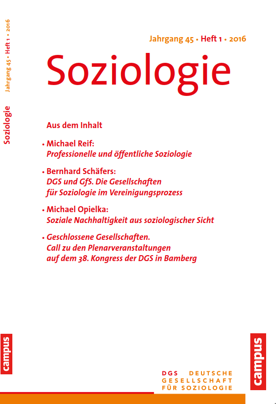 					Ansehen Nr. 1 (2016): Soziologie · Jg. 45 · Heft 1 · 2016
				
