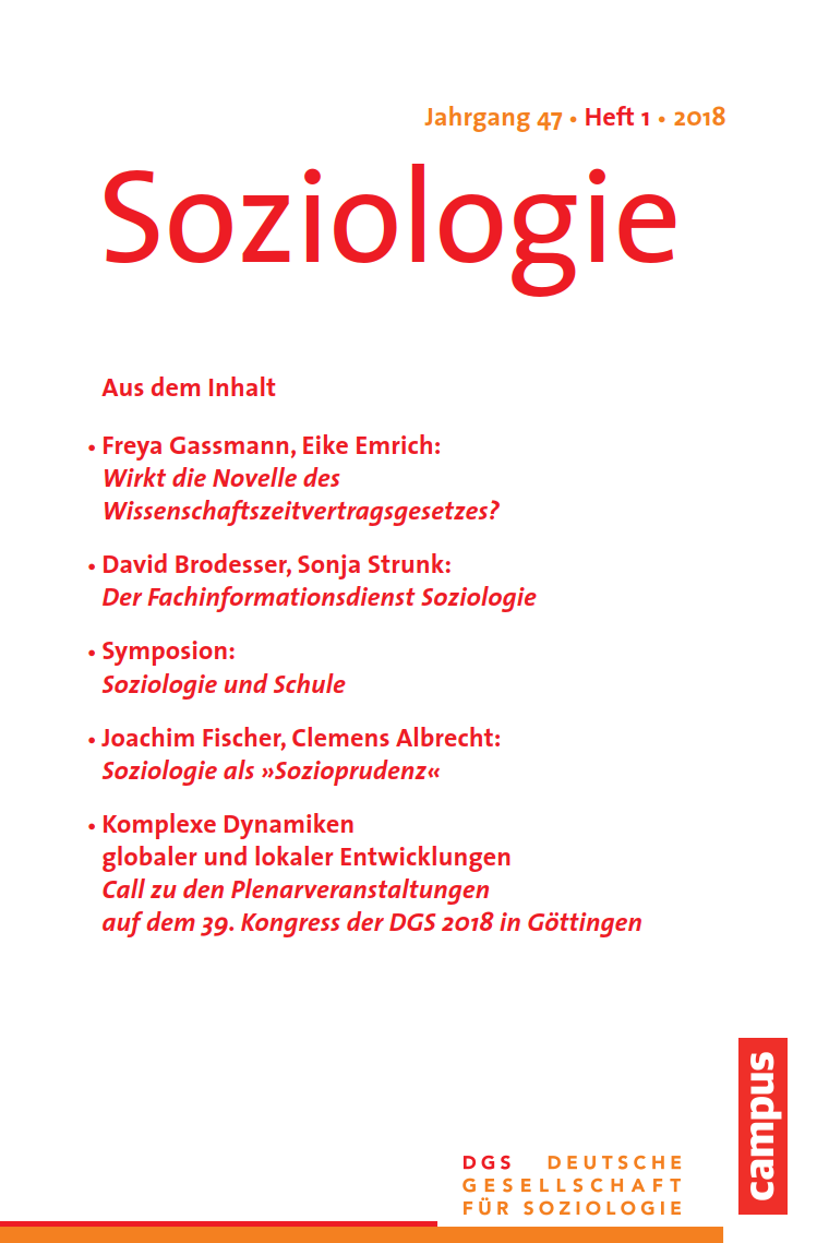 					Ansehen Nr. 1 (2018): Soziologie · Jg. 47 · Heft 1 · 2018
				