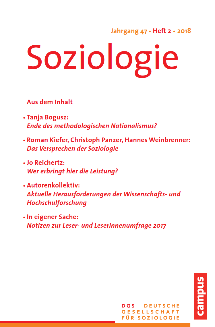 					Ansehen Nr. 2 (2018): Soziologie · Jg. 47 · Heft 2 · 2018
				