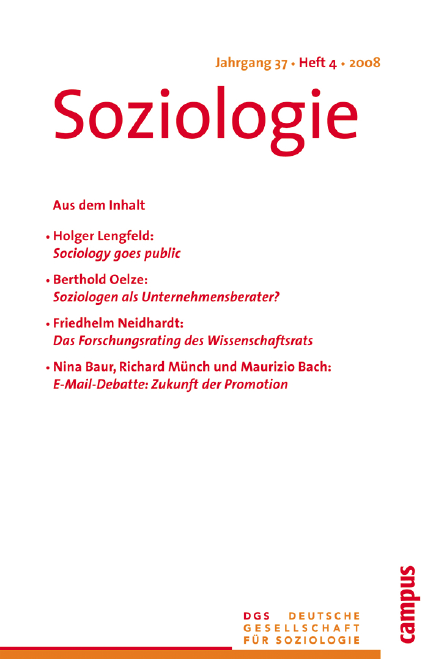 					Ansehen Nr. 4 (2008): Soziologie · Jg. 37 · Heft 4 · 2008
				