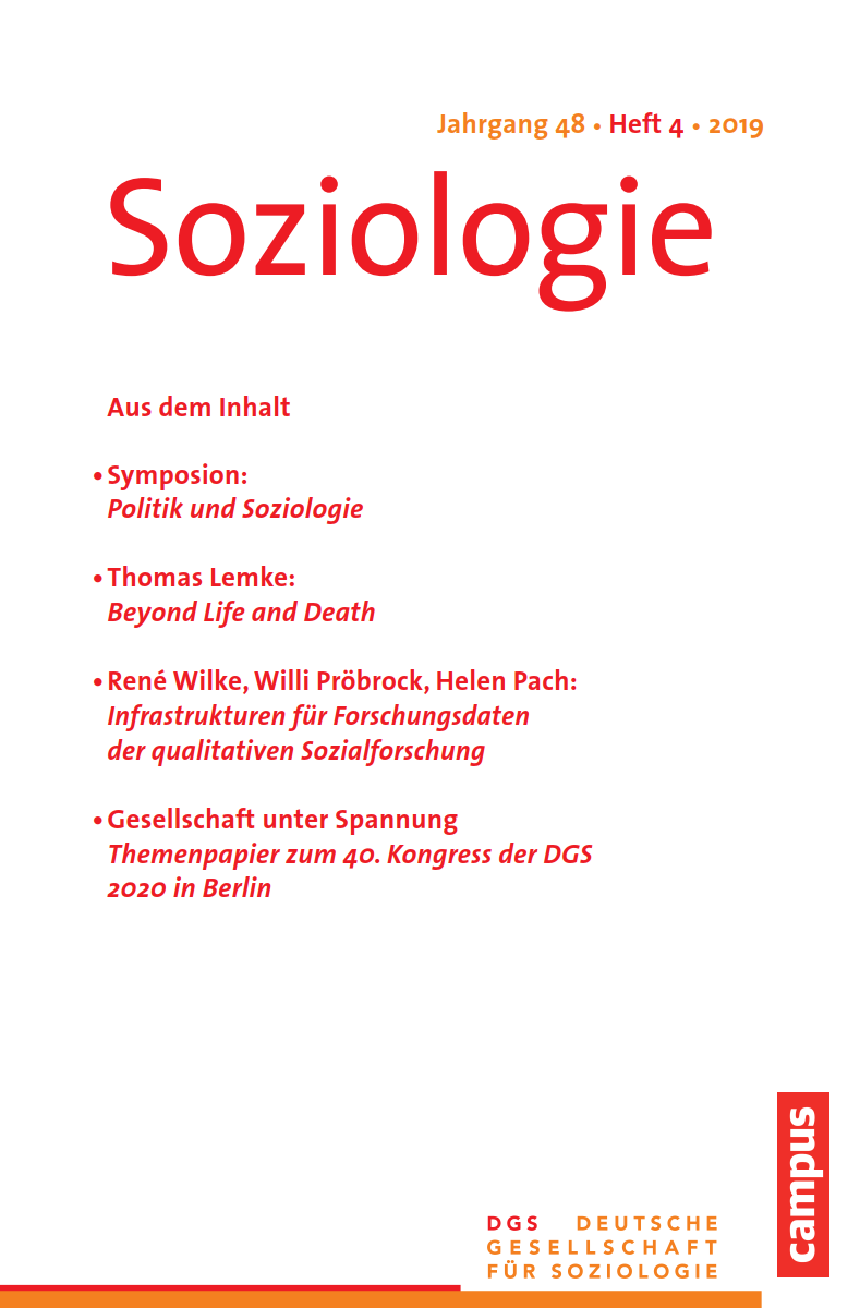					Ansehen Nr. 4 (2019): Soziologie · Jg. 48 · Heft 4 · 2019
				