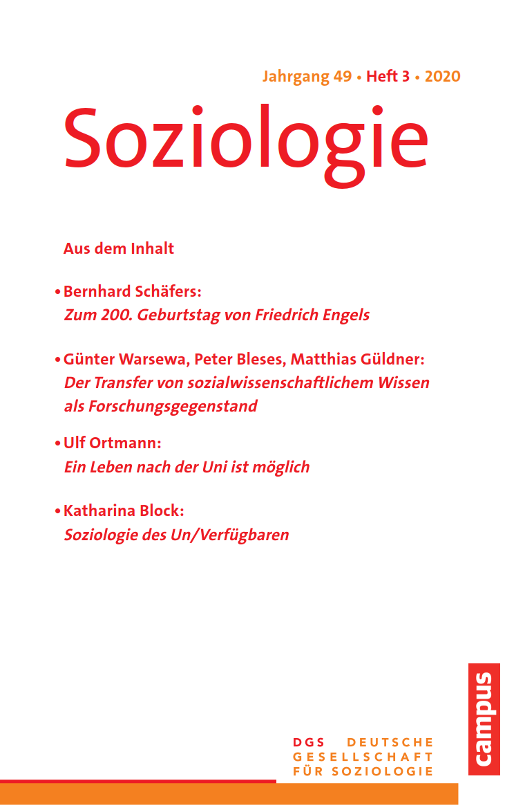 					Ansehen Nr. 3 (2020): Soziologie · Jg. 49 · Heft 3 · 2020
				