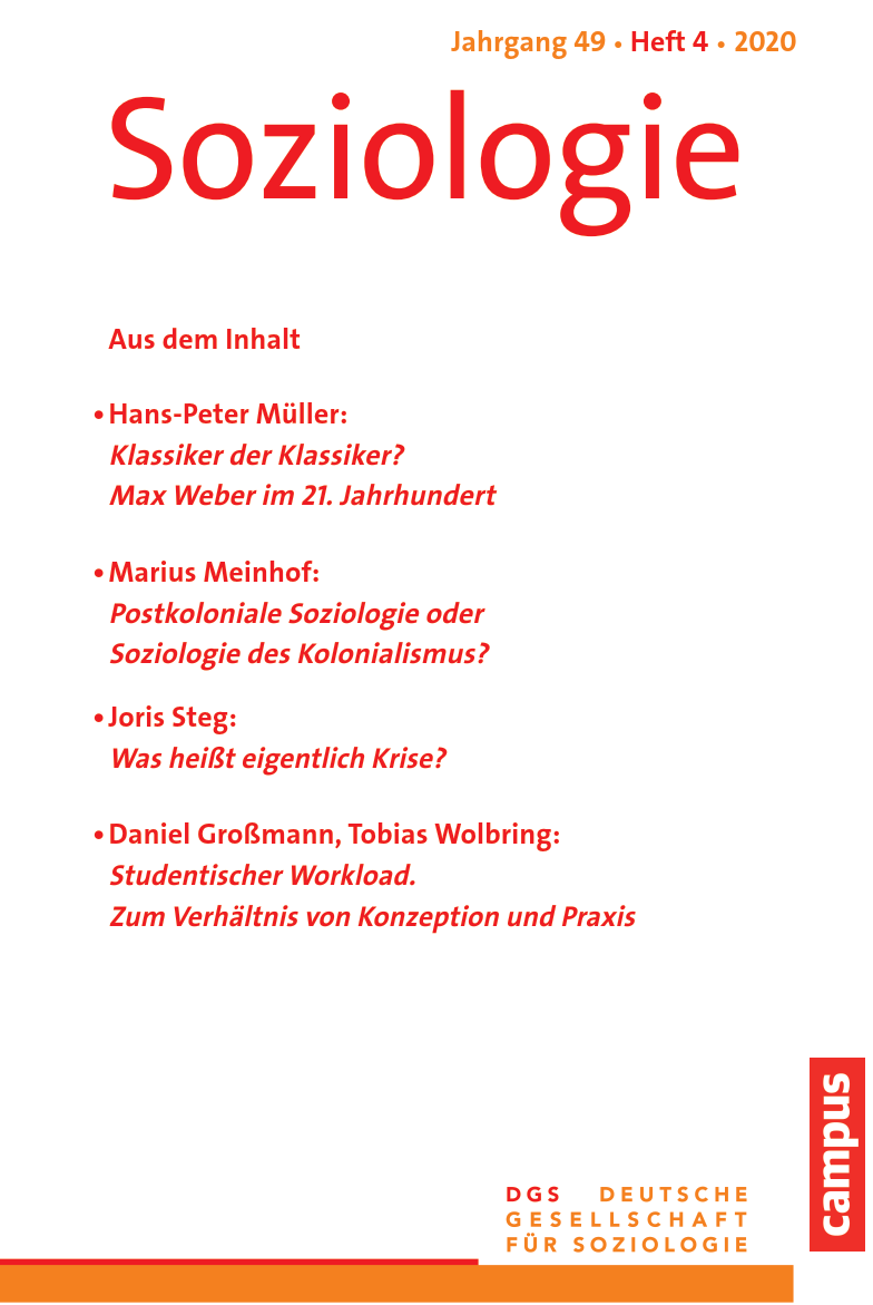 					View No. 4 (2020): Soziologie · Jg. 49 · Heft 4 · 2020
				